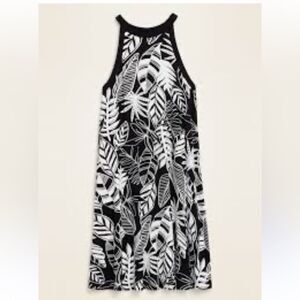 Old Navy Sleeveless Jersey-Knit Swing Dress Women's Size S Tropical Leaf Beachy